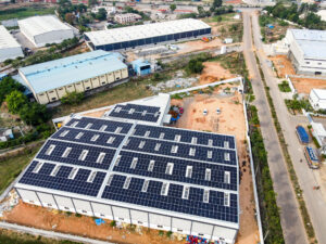 Top view of Jupiter Solar rooftop solar power plant.